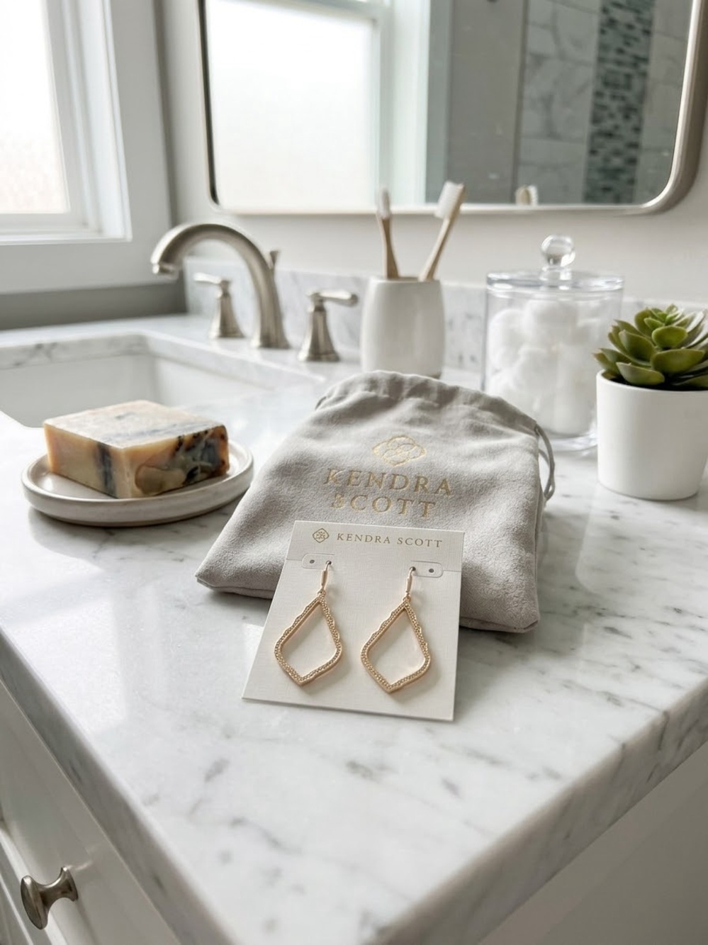 Kendra Scott Gold Open Teardrop Dangle Earrings